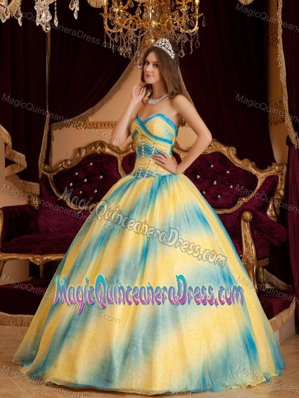 Beaded And Ruched Decorated Multi-color Dress for Quince in Clarksburg