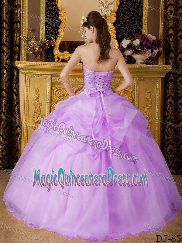 Lilac Strapless Beading and Ruching Decorated Sweet 15 Dresses in Tacoma