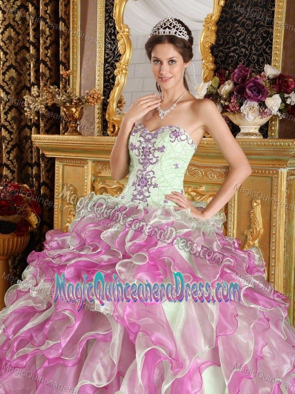 Multi-color Ruffles and Embroidery Decorated Quinceanera Dresses in Pasco