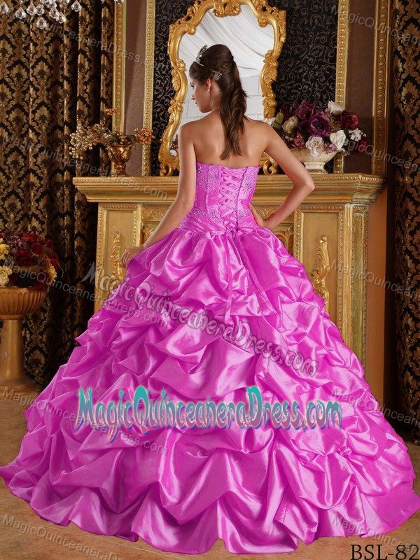 Hot Pink Sweetheart Taffeta Embroidery and Beading Quinceanera Dress in Reno