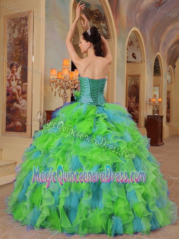 Colorful Ball Gown Sweetheart Ruffled Organza Quinceanera Dress in Saint Cloud