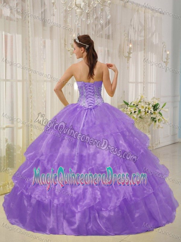 Purple Ball Gown Strapless Beading Quinceanera Gown Dresses in Rochester