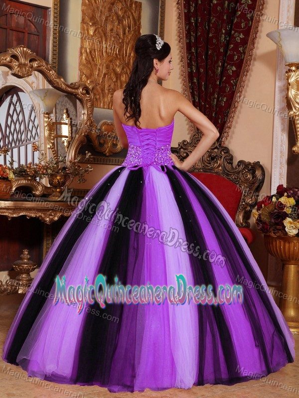 Multi-colored Tulle Sweetheart Beading Sweet Sixteen Dresses in Plymouth