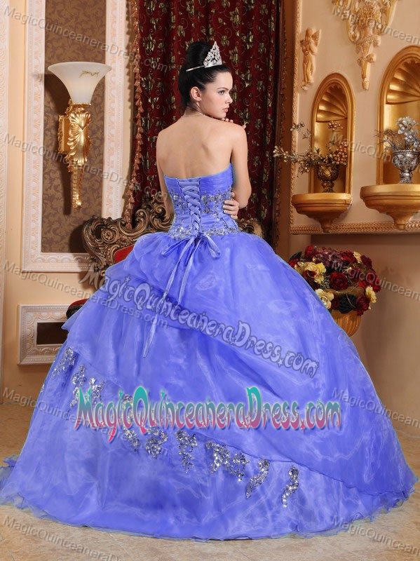 Purple Ball Gown Sweetheart Organza with Beading Quince Dress in Ypsilanti