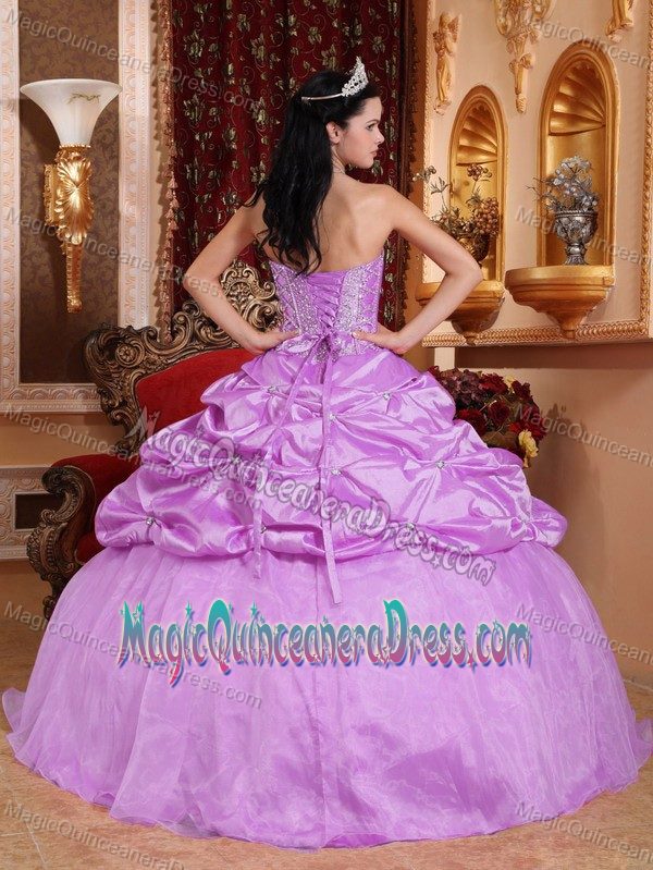 Lilac Ball Gown Sweetheart Taffeta Beading Quinceanera Dress in Traverse City