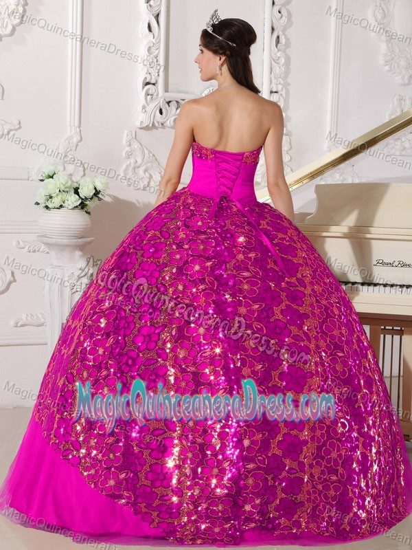 Hot Pink Strapless Tulle Beading and Ruching Sweet Sixteen Quinceanera Dresses