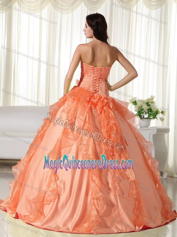 Orange Ball Gown Sweetheart Taffeta Embroidery Quinceanera Dress in Detroit