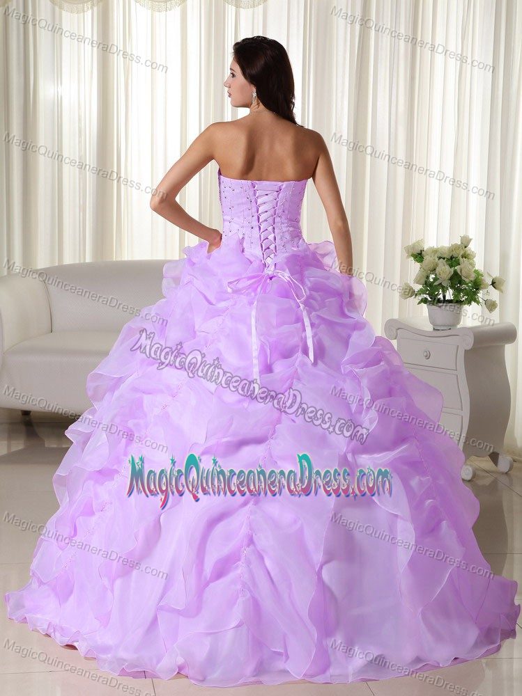 Lilac Strapless Organza Beading Quinceanera Dress with Pick-ups in East Lansing