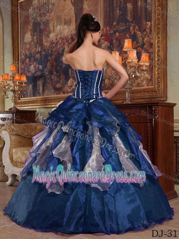 Unique Sweetheart Blue Full-length Beaded Quinceanera Gowns in Deerfield