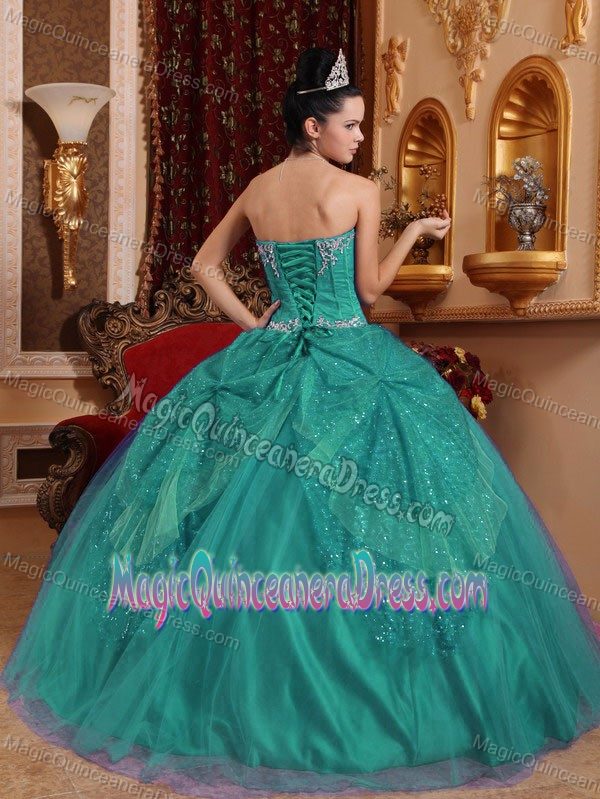 Sequin Tulle Beaded Blue Appliques Quinceanera Dress in Chaguaramas