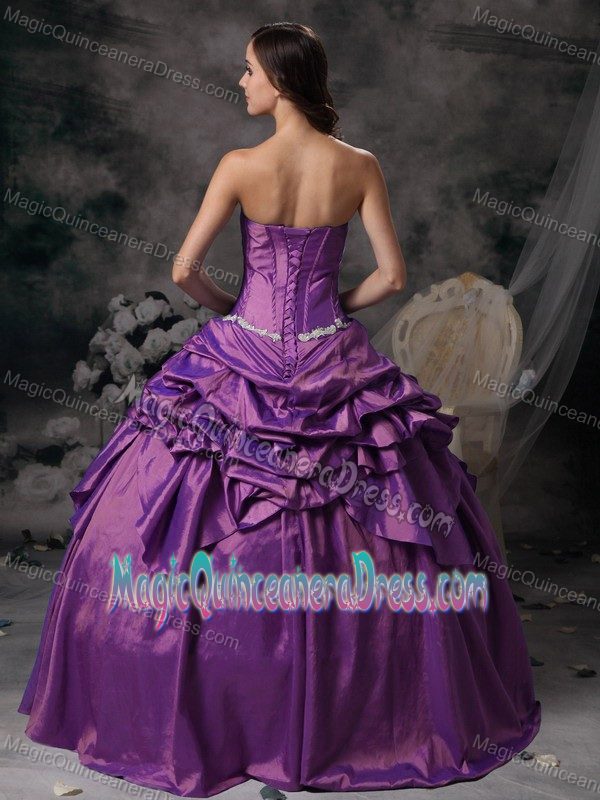 Appliques Ruched Purple Taffeta Quinceanera Dresses in Ciudad Guayana