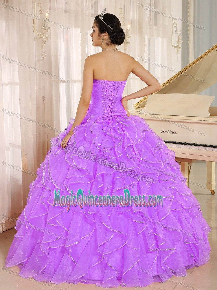 Lavender Sweetheart Ruffled Beaded Gorgeous Quinceanera Gowns in Canoga Park