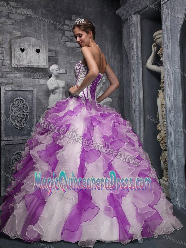 Sweetheart Muti-Color Beaded Ruffled Quinceanera Dress in Floor Length in Chandler