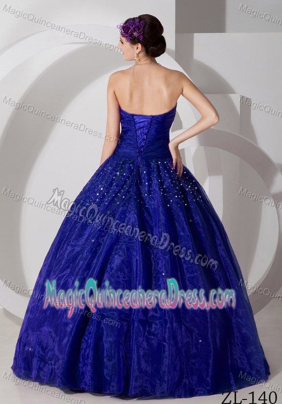 Ruched Tulle Beading Royal Blue 2014 Quinceanera Dress in Adjuntas
