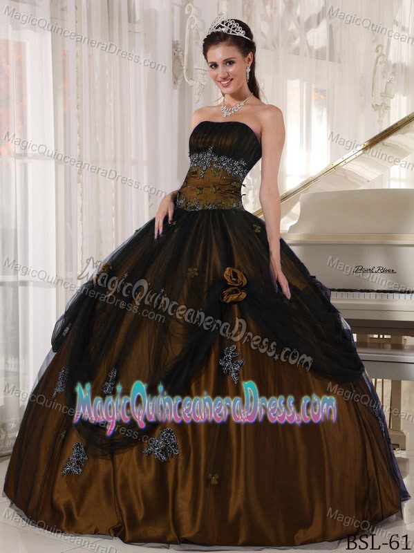 Beading Appliques Ruched Brown Quinceanera Dresses in Huancavelica
