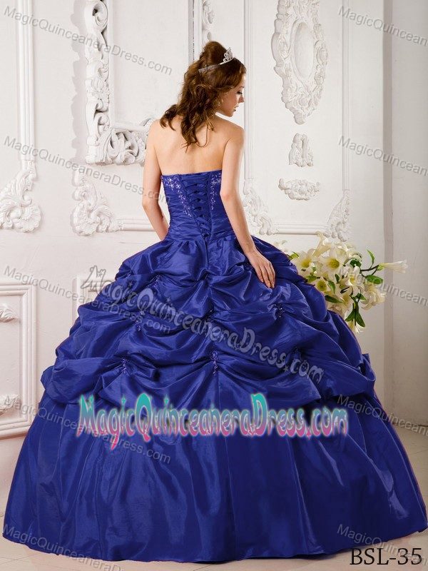 Beaded Ruching Navy Blue Appliques Quinceanera Dress in Fernheim Colony