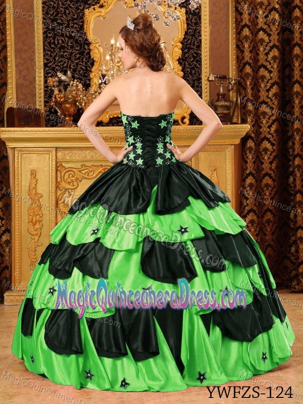 Beading Star Black and Spring Green Quinceanera Dresses in Veracruz