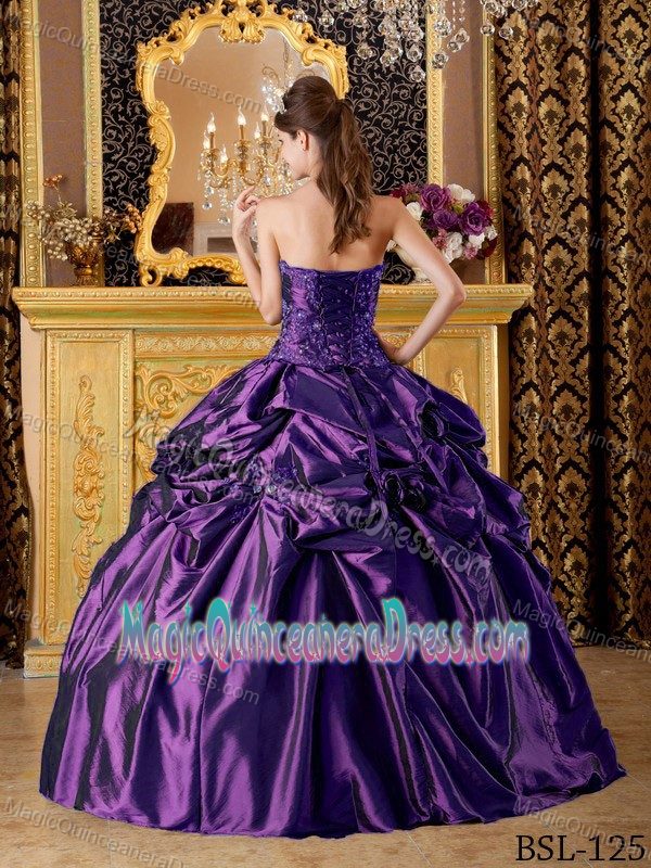 Appliques Purple Taffeta Quinceanera Ball Gown in Tlalnepantla de Baz