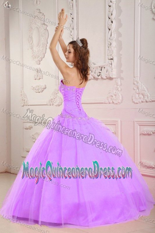 Beaded Tulle Appliques Lavender Quinceanera Dress in Aguascalientes