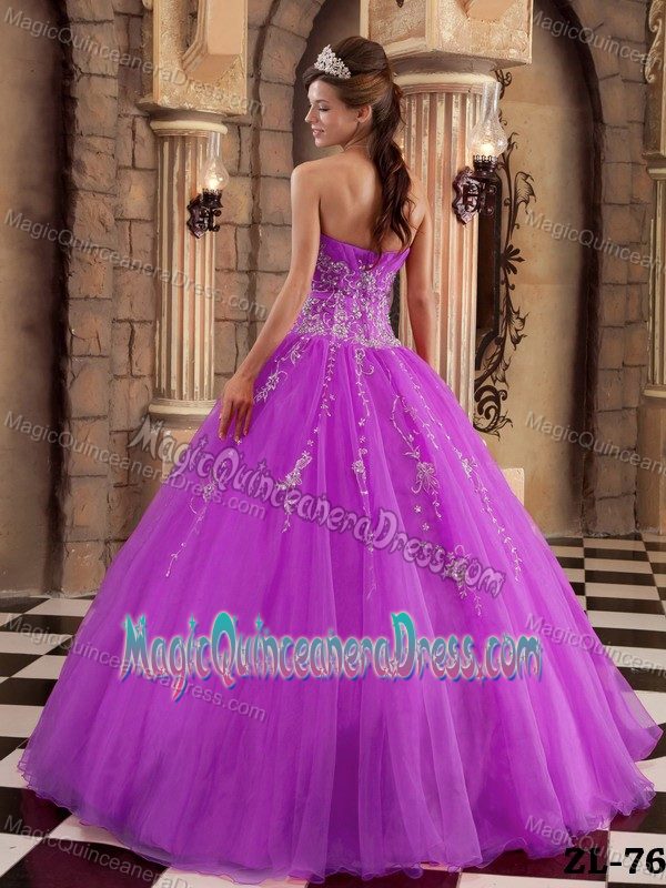 Strapless Floor-length Beading Dress For Quinceaneras in Light Purple
