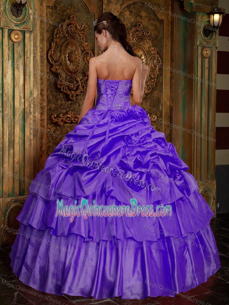 Purple Ball Gown Strapless Beading Quinceanera Gown Dresses