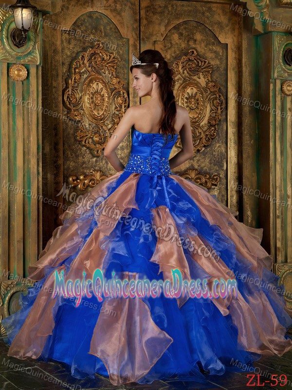 Strapless Floor-length Beading and Ruffles Quinceanera Dress
