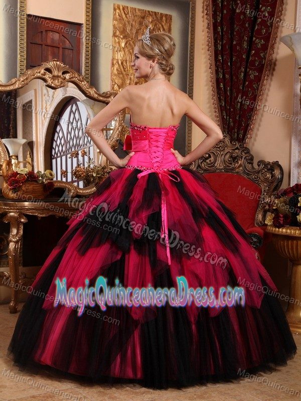 Strapless Multi-color Floor-length Beading Quince Dresses with Bow