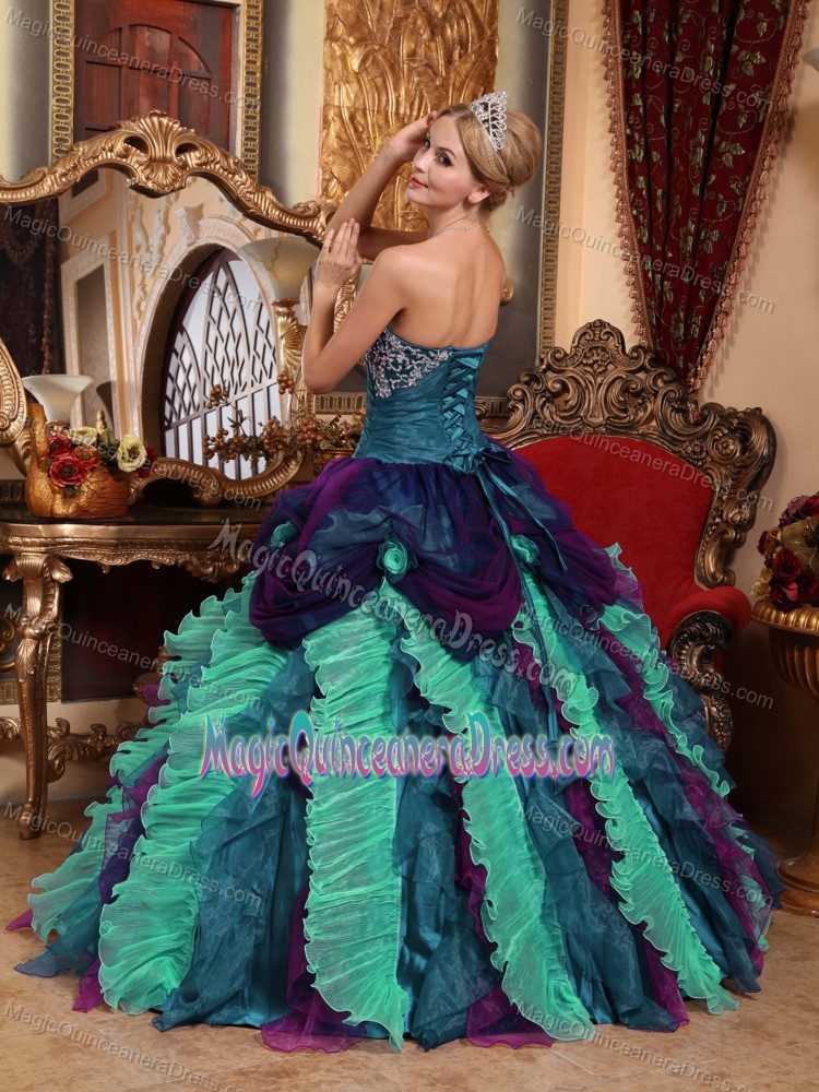 Multi-color Ball Gown Strapless Appliques Quinceanera Dress