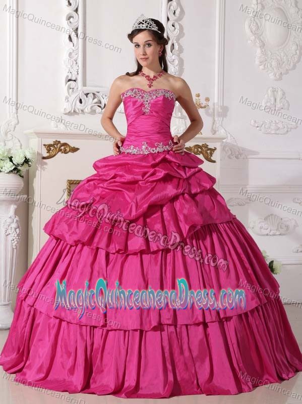 Detachable Hot Pink Sweetheart Beading Sweet 15 Dresses