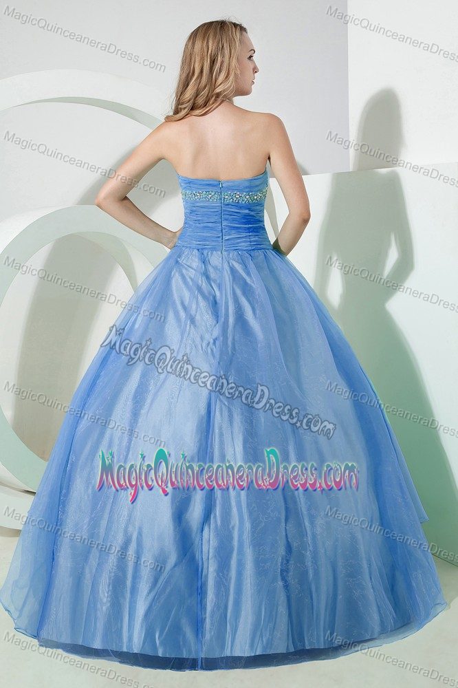 Strapless Floor-length Appliques Quinceanera Dress in Light Blue
