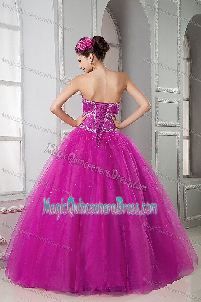 Fuchsia Beading Quinceanera Gowns Sweetheart in Chiquimulilla