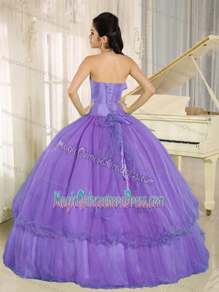 Beaded Bowknot Ball Gown Light Purple Dress for Quinceanera