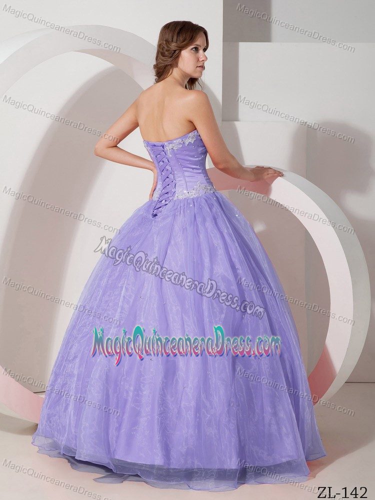 Beading Quinceanera Gown Dresses in Lilac Sweetheart Appliques
