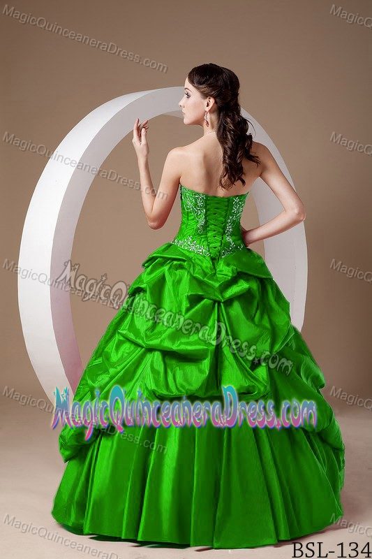 Sweetheart Beading Pick-ups Dress for Quince in Spring Green