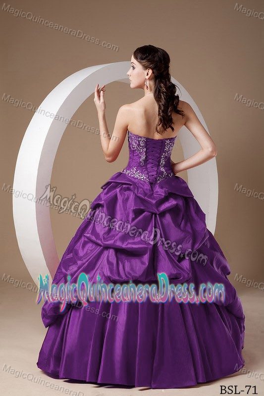A-line Sweetheart Purple Appliques Sweet 16 Dresses in Escuintla