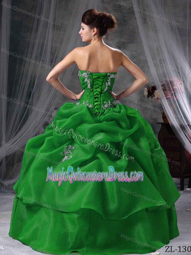 Ball Gown Sweetheart Green Appliques Quinceanera Dress in Mixco