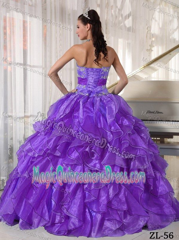 Strapless Pieces Ruffles Appliques Sweet Sixteen Dresses in Brest France