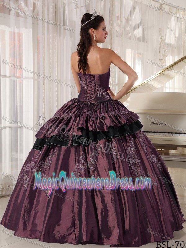 Strapless Taffeta Pleats Appliques Quinceanera Gown in Augsburg Germany