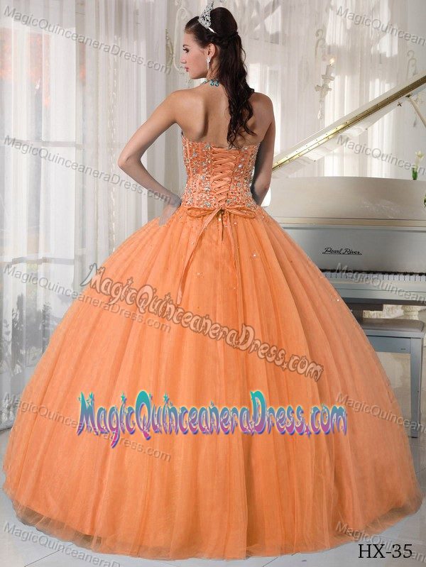 Orange Red Tulle Beading Quinceanera Dress in Ansbach Germany