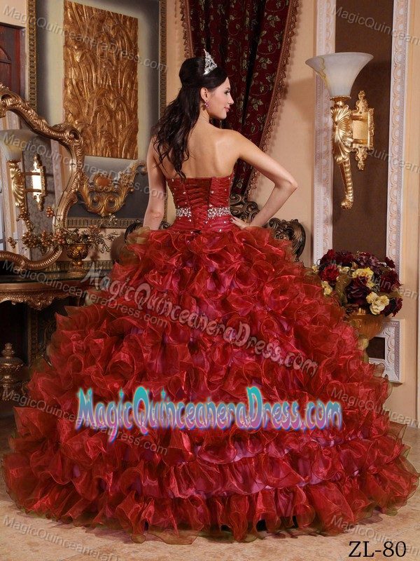 Gladstone QLD Heavy Tucks for Beading Sash Quinceanera Dress in Red