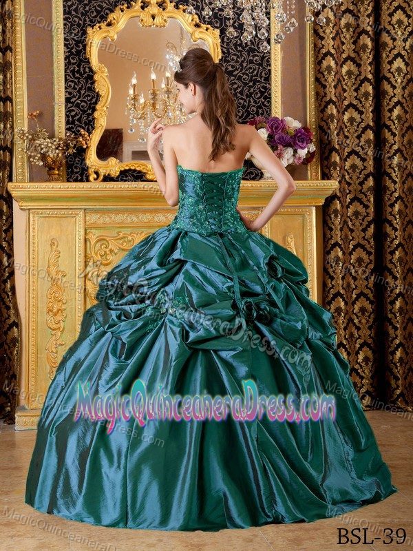 Dark Green Handle Flowers for Ball Gown Appliques Quinceanera Dress