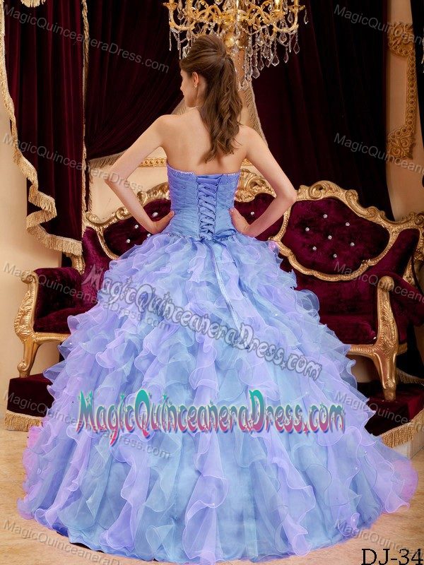 Lilac Sweetheart Beading Quinceanera Dress Decorated Pieces Ruffles