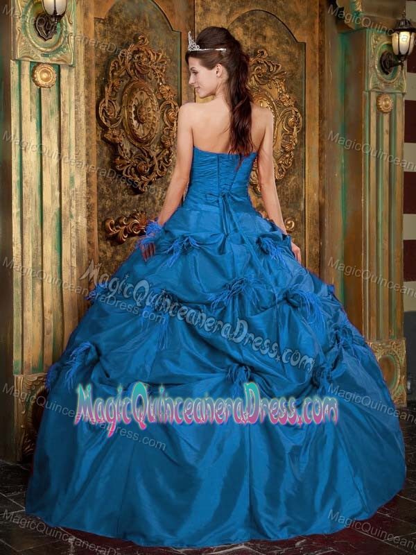 Sydney Teal Pick-ups for Handle Flowers and Beading Dress for Quince