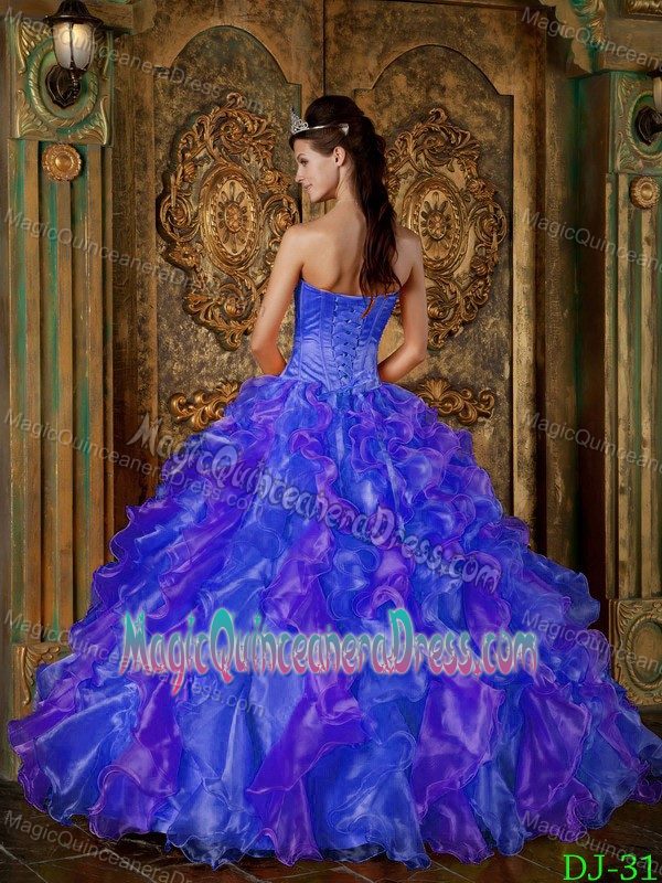 Boning Details for Ruffles and Appliques Quinceanera Dress in Purple