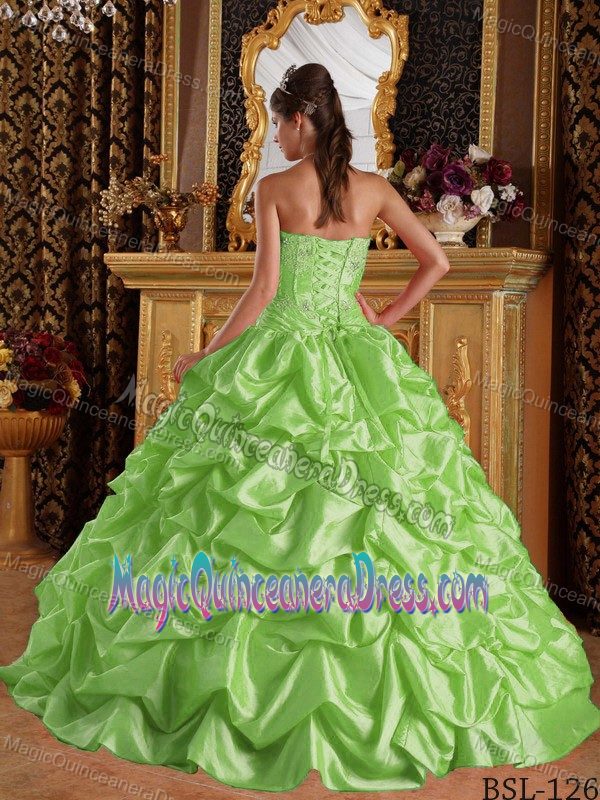 Yellow Green Sweetheart Embroidery and Ruffles Quinceanera Dress