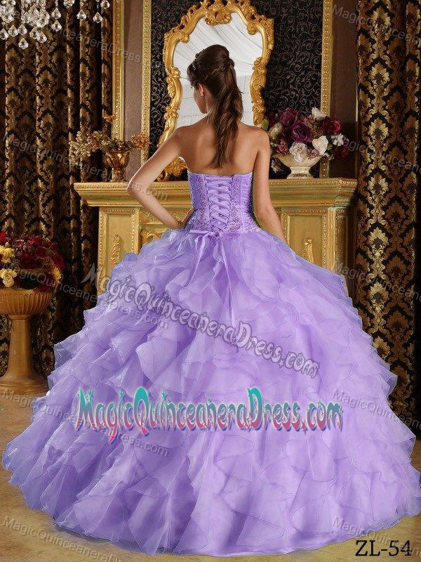 Lace Decorated Front Lavender Beading Appliques Sixteen Dresses