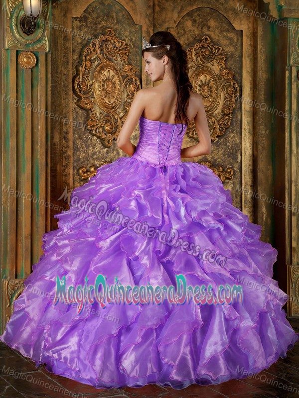 Joondalup WA Purple Strapless Beading Sixteen Dresses with Ruffles