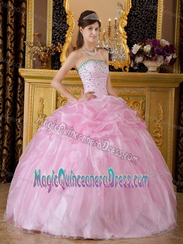 Pink Ball Gown Beaded Ruffles Quinceanera Gown Dress in Bunbury WA