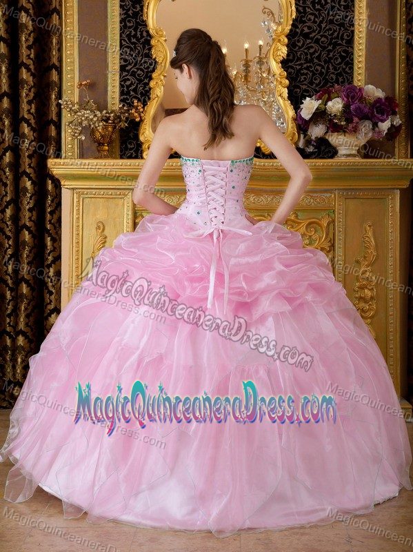 Pink Ball Gown Beaded Ruffles Quinceanera Gown Dress in Bunbury WA