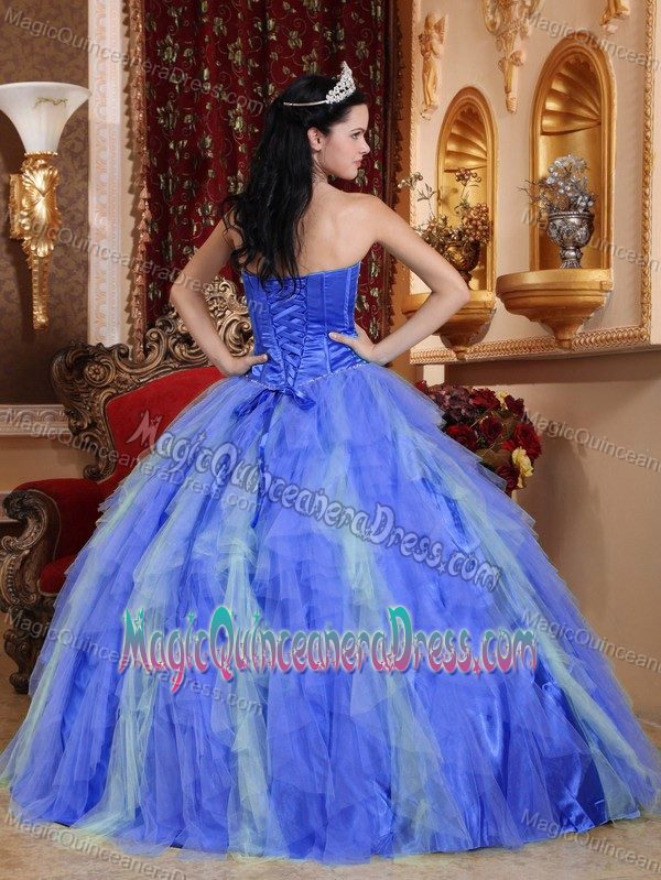 Royal Blue Sweetheart Tulle and Ruffles Beading Dresses for Quinceanera